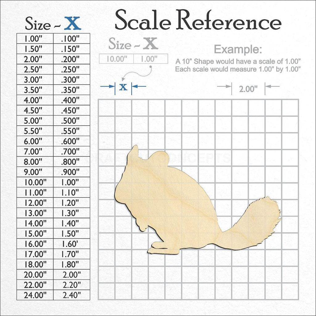 A scale and graph image showing a wood Chinchilla craft blank