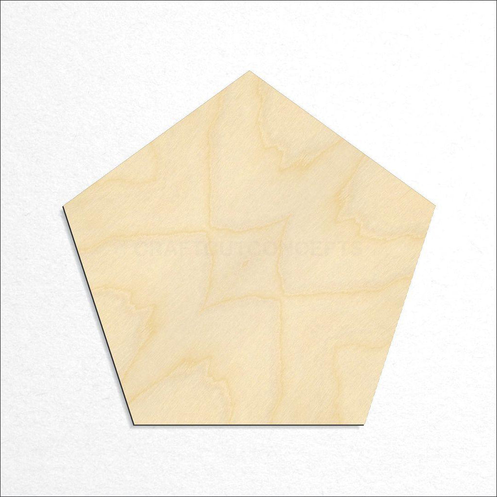 Wooden Pentagon craft shape available in sizes of 1 inch and up