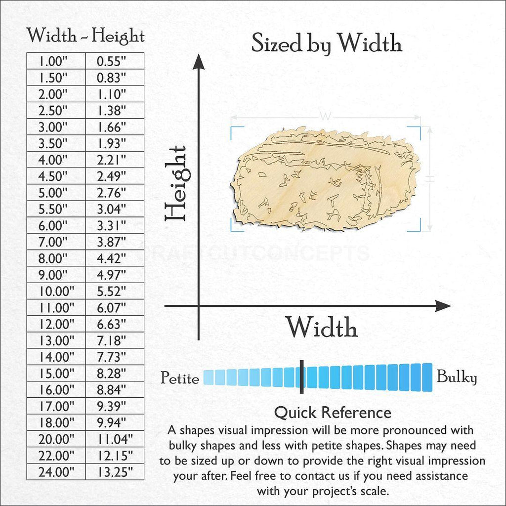 Sizes available for a laser cut Hay Bale craft blank