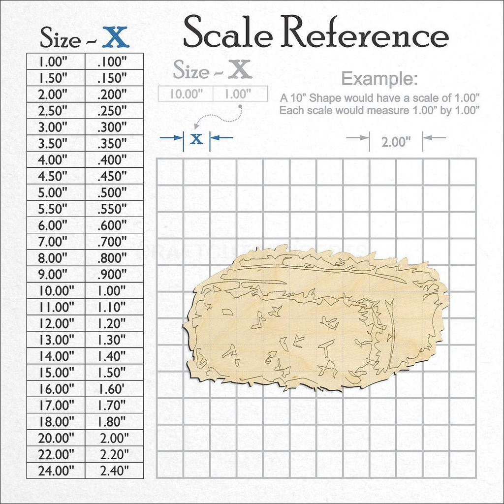 A scale and graph image showing a wood Hay Bale craft blank