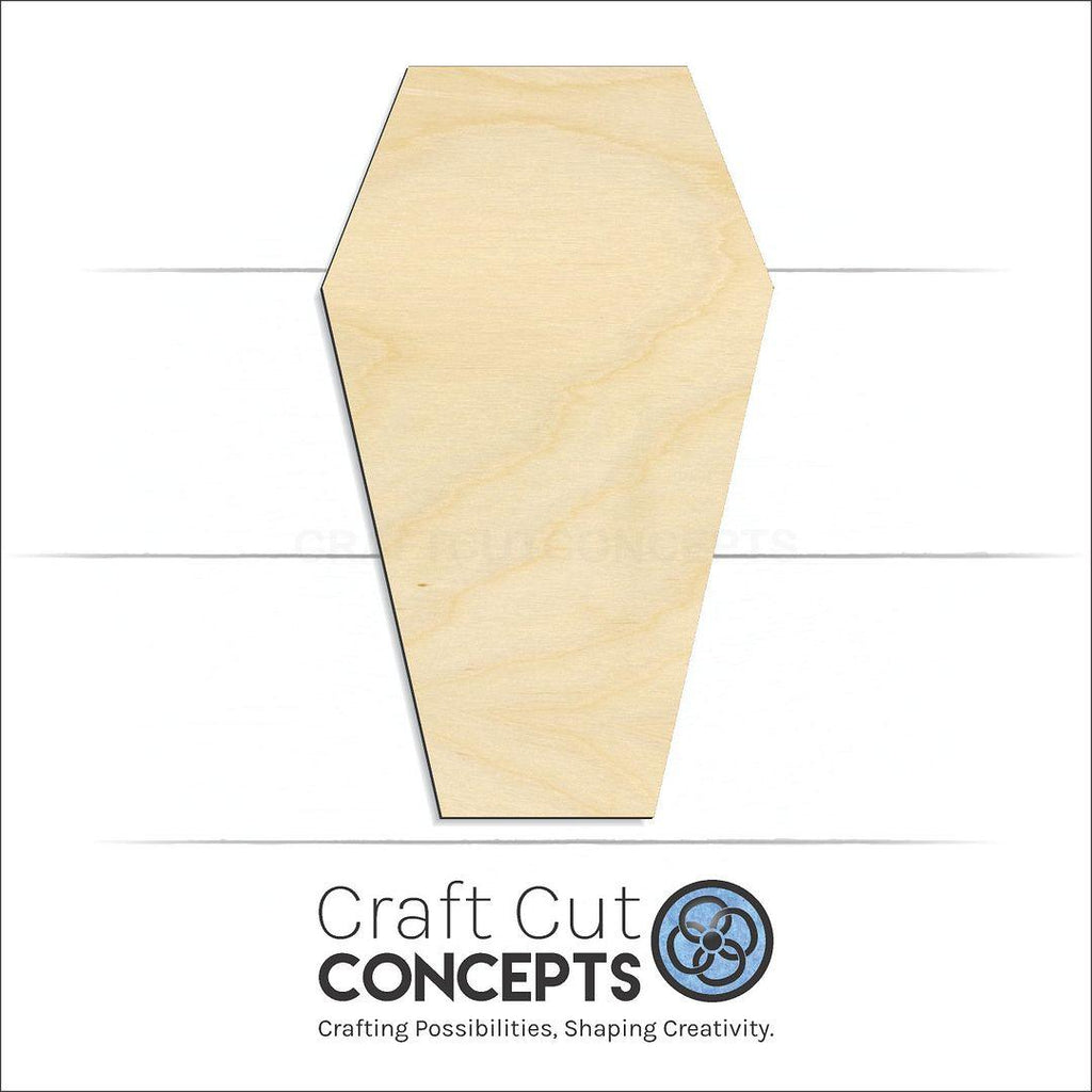 Craft Cut Concepts Logo under a wood Coffin craft shape and blank