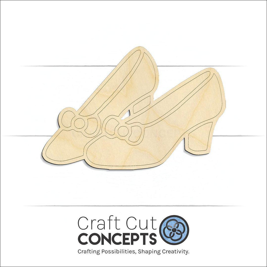 Craft Cut Concepts Logo under a wood Ruby Slippers craft shape and blank