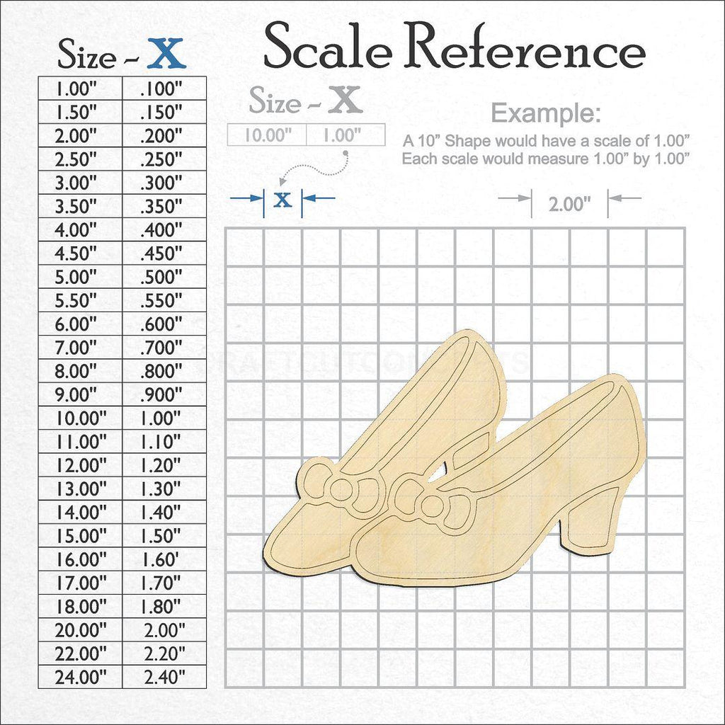 A scale and graph image showing a wood Ruby Slippers craft blank