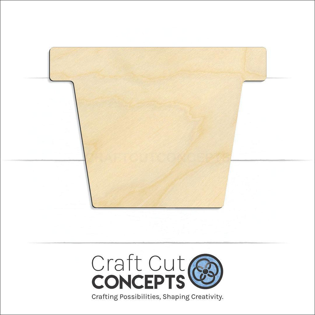 Craft Cut Concepts Logo under a wood Flower Pot craft shape and blank