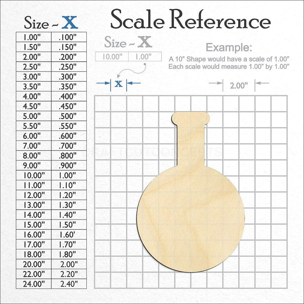 A scale and graph image showing a wood Potion Beaker craft blank