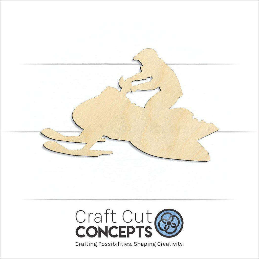 Craft Cut Concepts Logo under a wood Snow Mobile Rider craft shape and blank