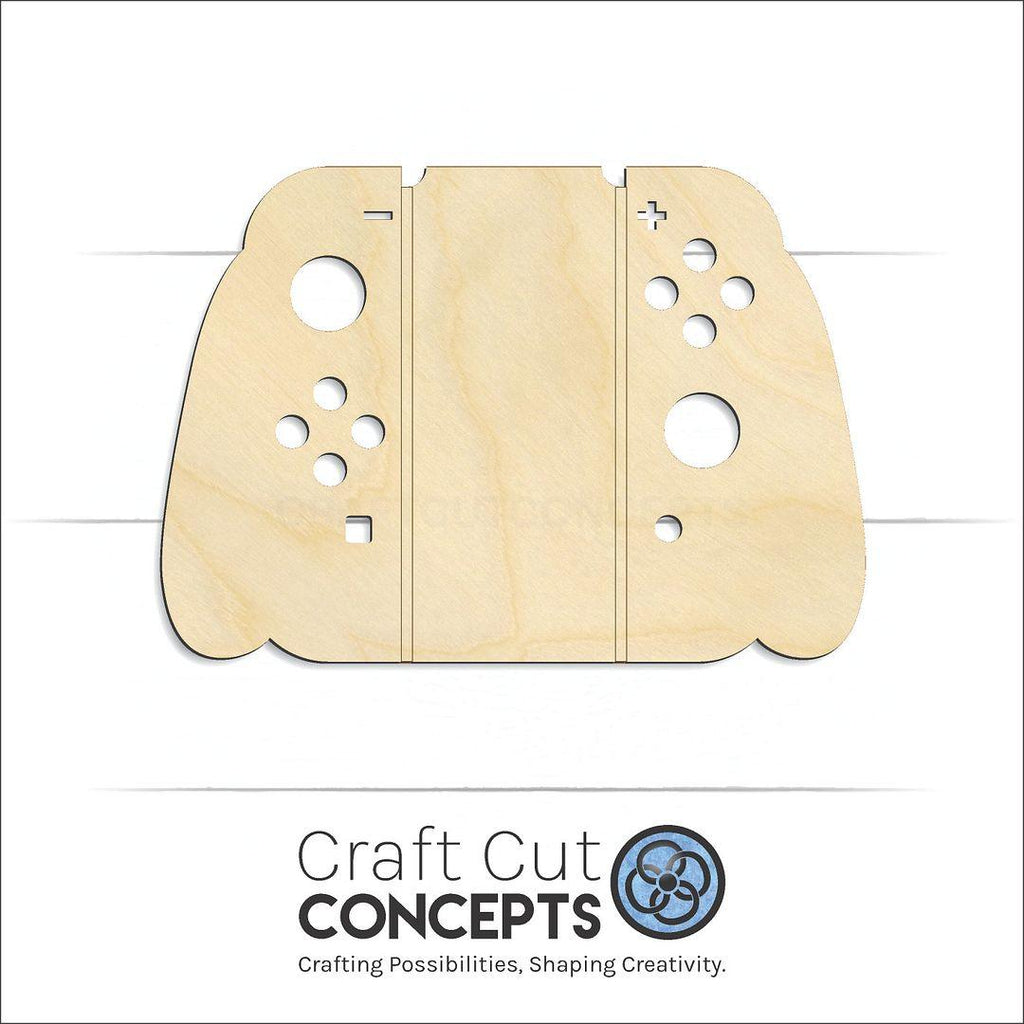 Craft Cut Concepts Logo under a wood Game Controller craft shape and blank