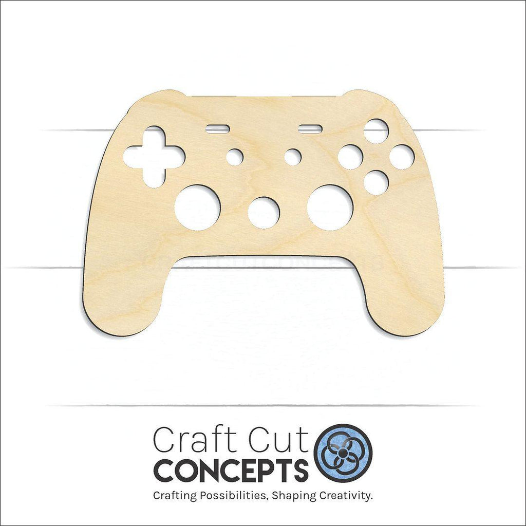 Craft Cut Concepts Logo under a wood Game Controller craft shape and blank