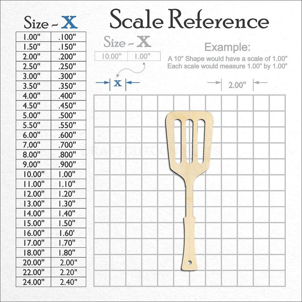 A scale and graph image showing a wood Spatula craft blank