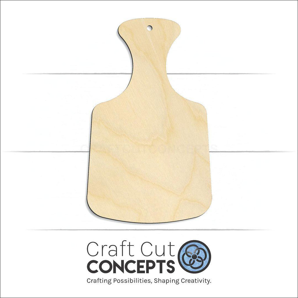 Craft Cut Concepts Logo under a wood Cutting Board craft shape and blank