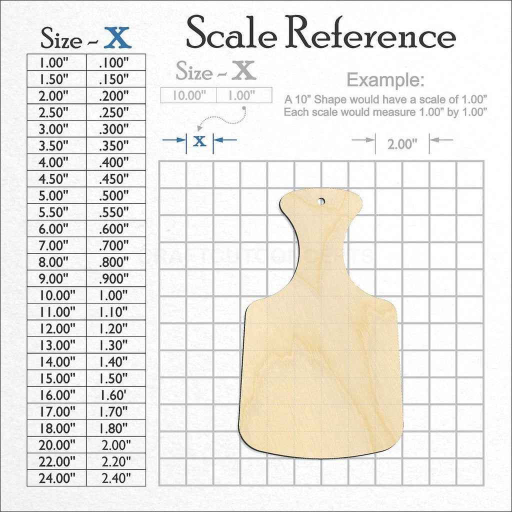 A scale and graph image showing a wood Cutting Board craft blank