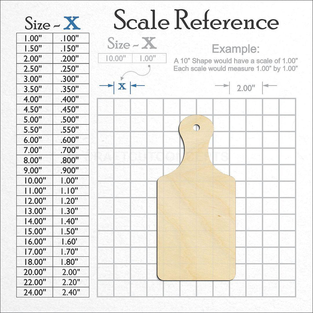 A scale and graph image showing a wood Cutting Board craft blank