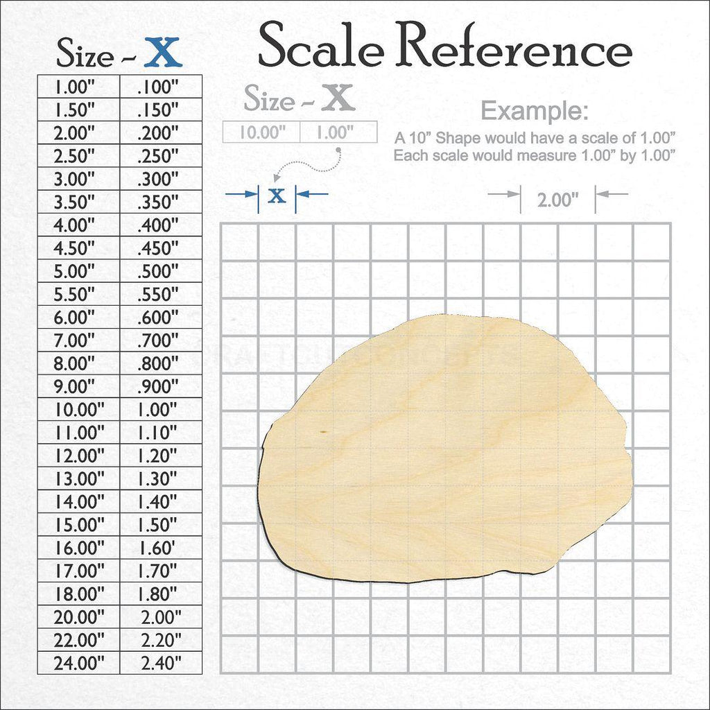 A scale and graph image showing a wood Rock craft blank