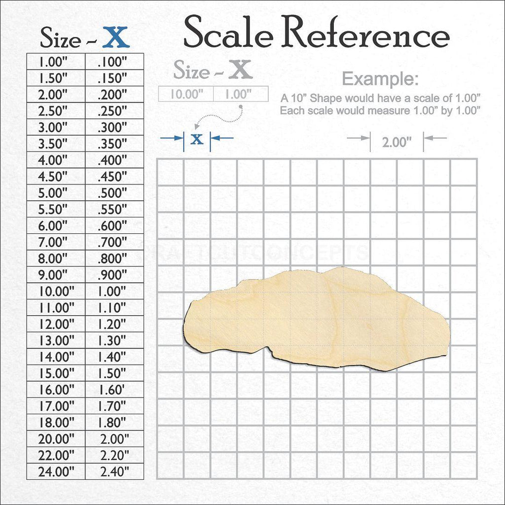 A scale and graph image showing a wood Rock craft blank