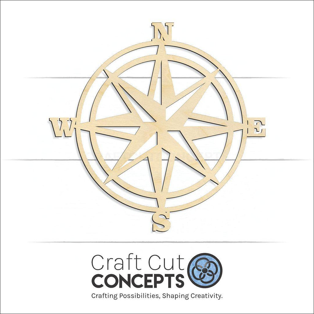 Craft Cut Concepts Logo under a wood Compass Rose craft shape and blank