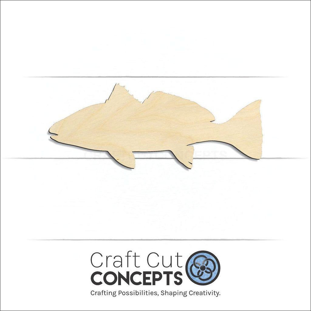 Craft Cut Concepts Logo under a wood Red Drum Fish craft shape and blank