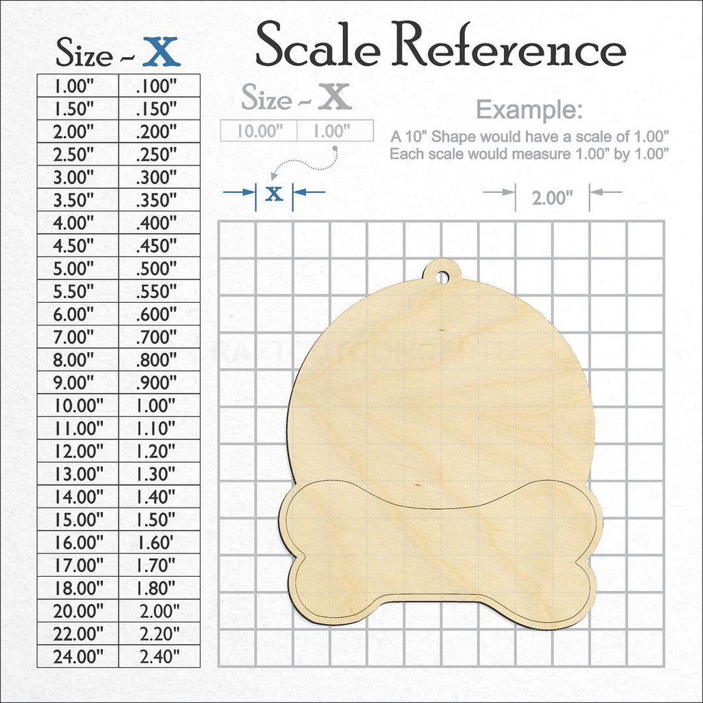 A scale and graph image showing a wood Paw Print Sign craft blank