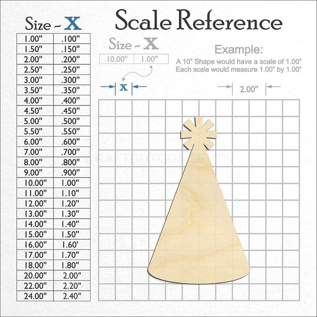 A scale and graph image showing a wood New Years Hat craft blank