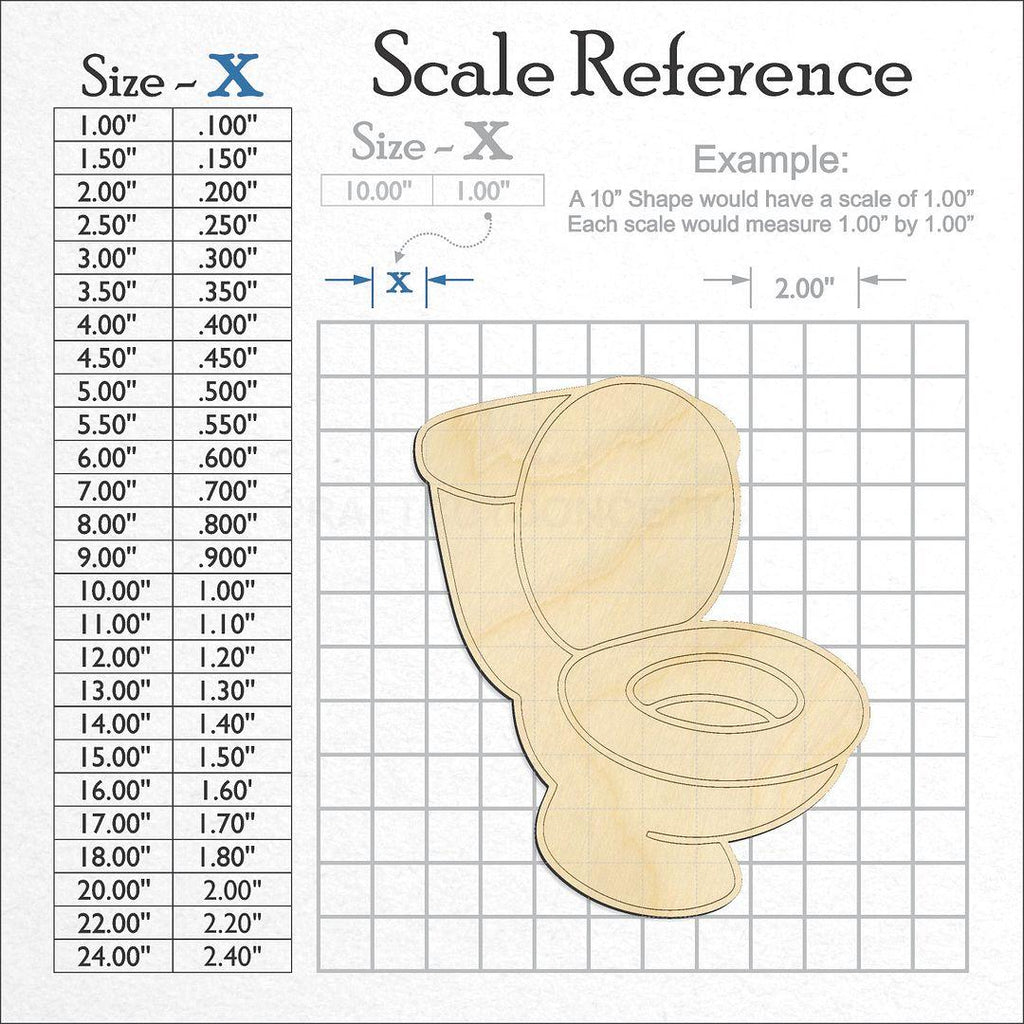 A scale and graph image showing a wood Toilet craft blank