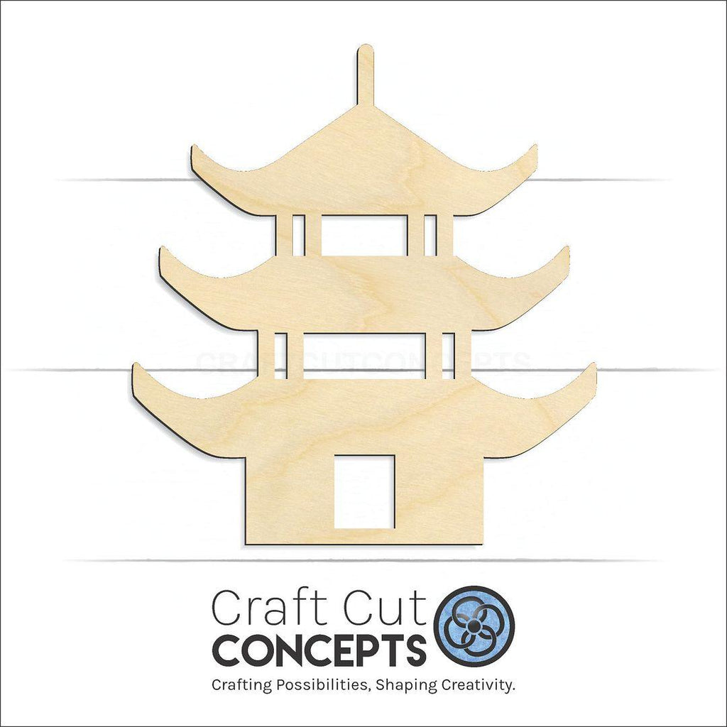 Craft Cut Concepts Logo under a wood Pagonda craft shape and blank