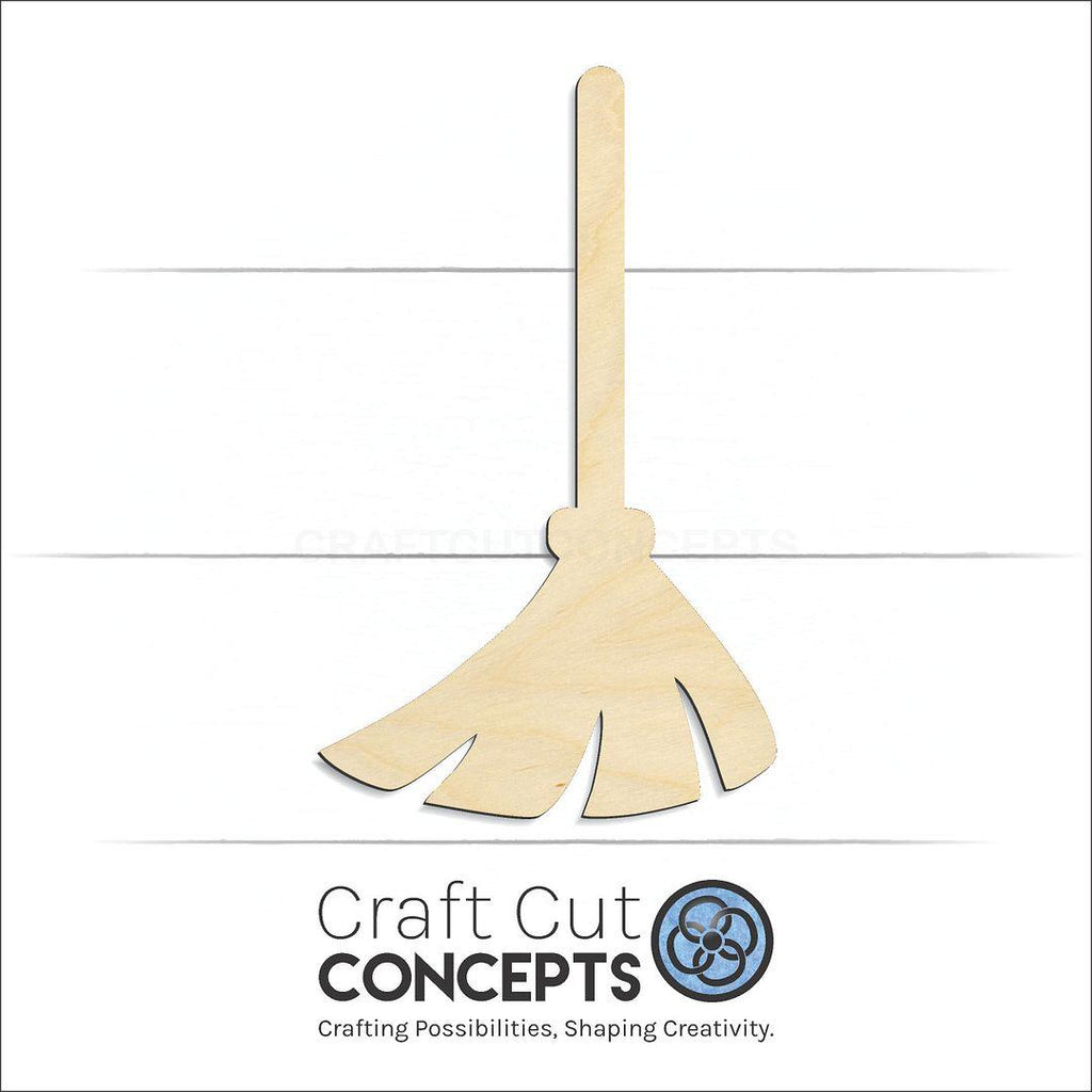 Craft Cut Concepts Logo under a wood Broom craft shape and blank