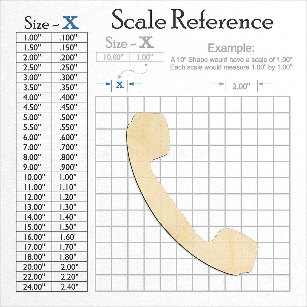 A scale and graph image showing a wood Phone craft blank