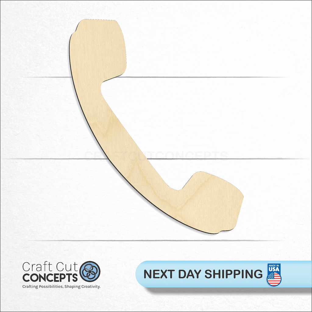 Craft Cut Concepts logo and next day shipping banner with an unfinished wood Phone craft shape and blank