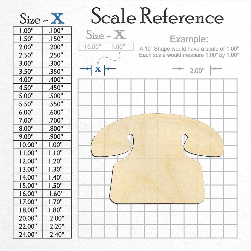 A scale and graph image showing a wood Phone craft blank