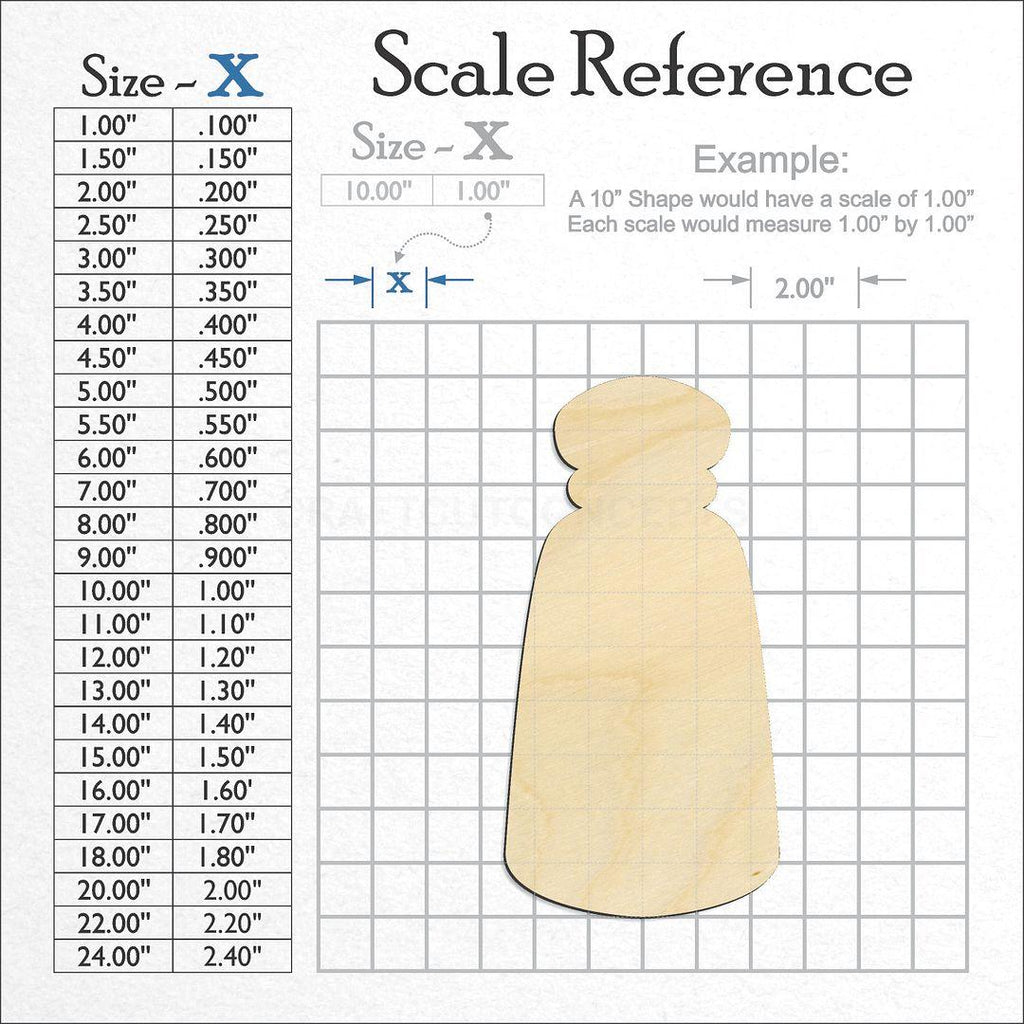 A scale and graph image showing a wood Salt Pepper Shaker craft blank