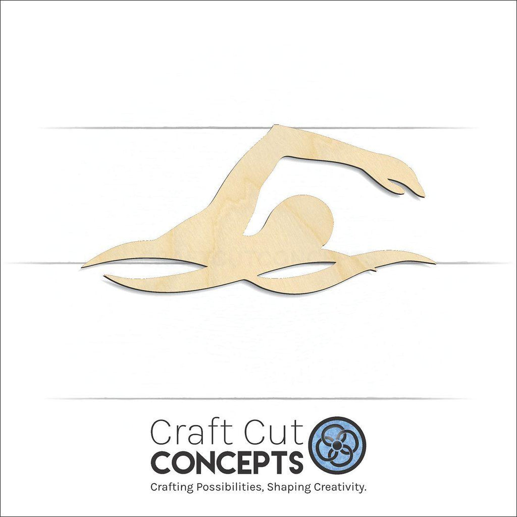 Craft Cut Concepts Logo under a wood Swimmer craft shape and blank