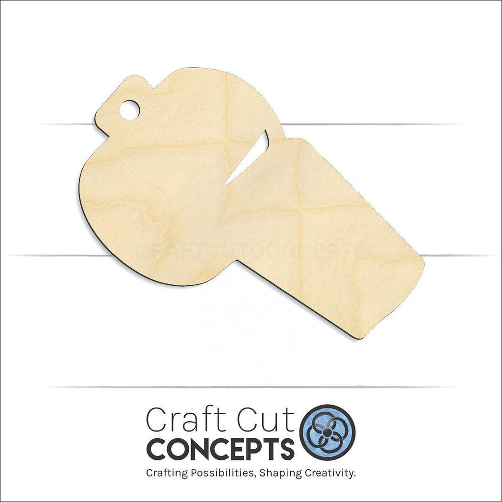 Craft Cut Concepts Logo under a wood Sports Whistle craft shape and blank