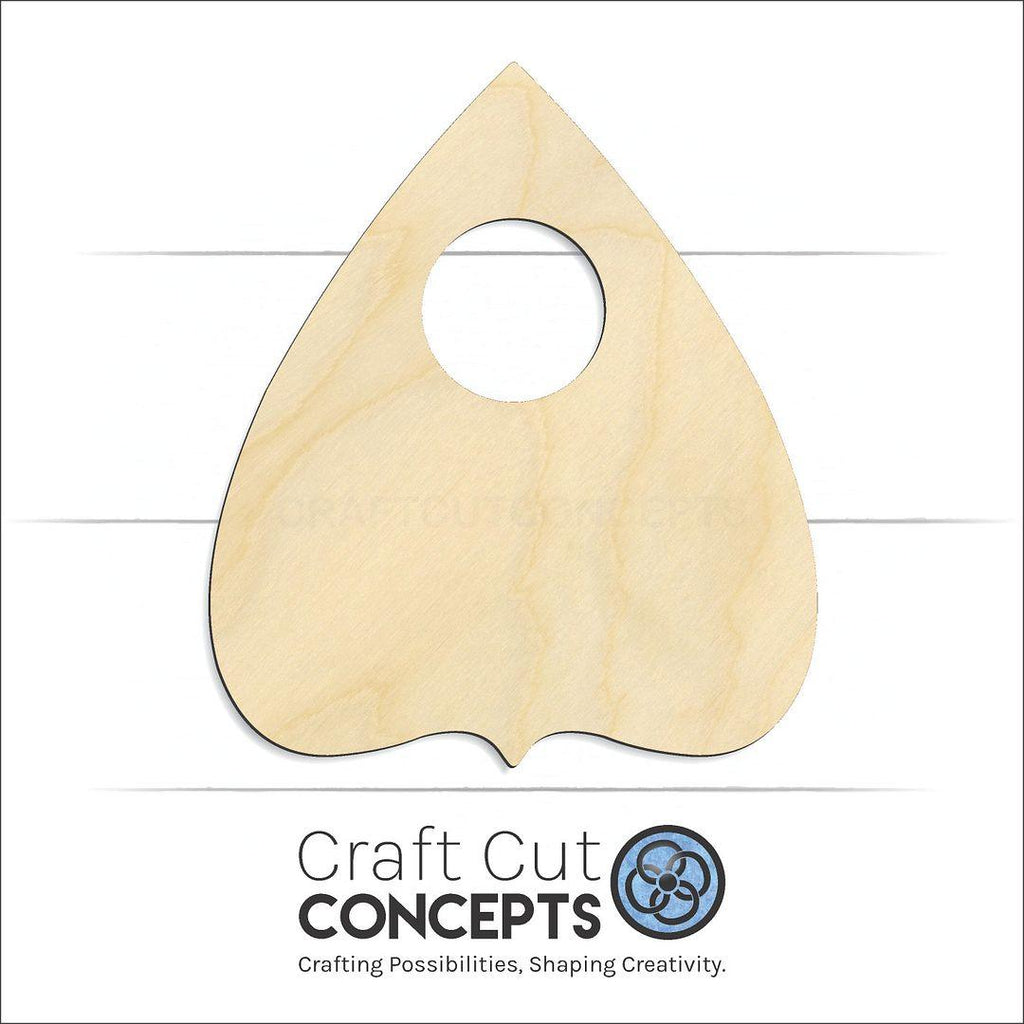 Craft Cut Concepts Logo under a wood Planchette craft shape and blank