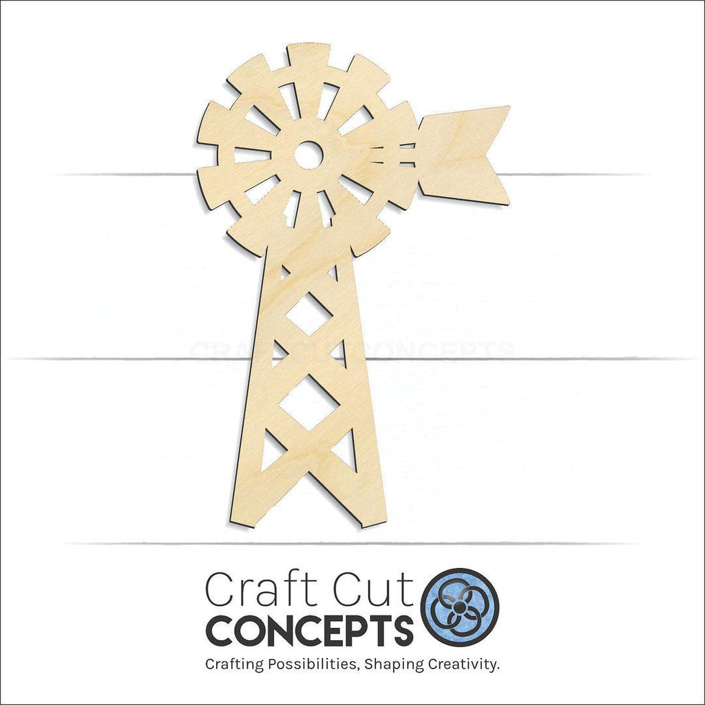 Craft Cut Concepts Logo under a wood Windmill craft shape and blank