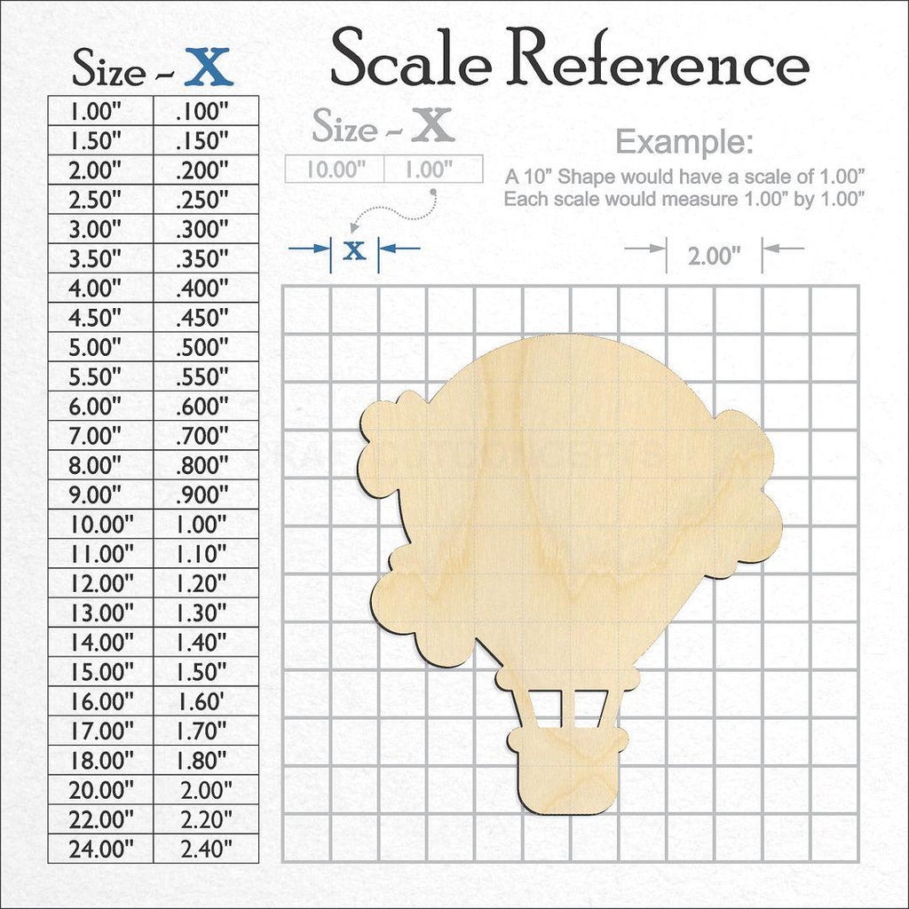 A scale and graph image showing a wood Hot Air Balloon craft blank