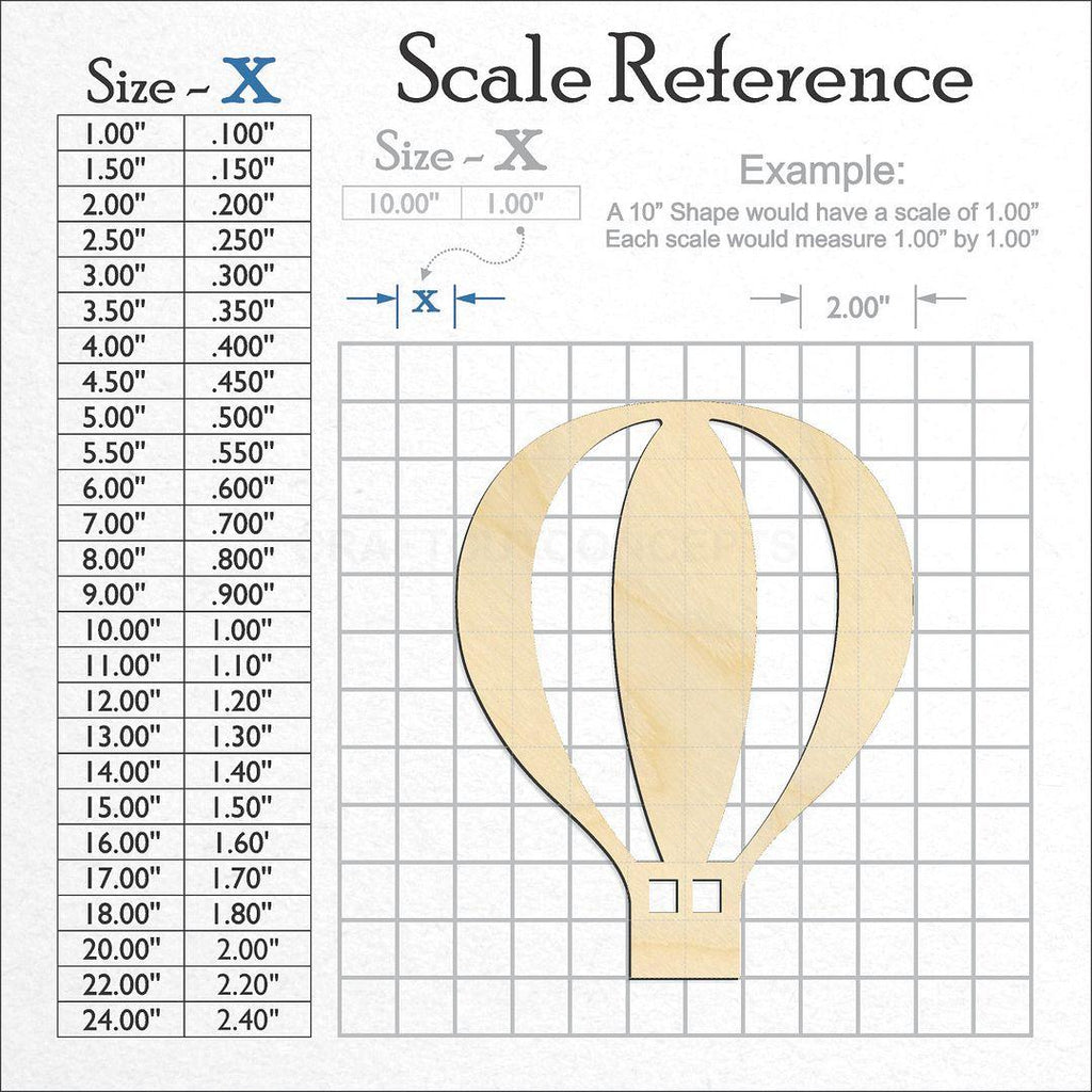 A scale and graph image showing a wood Hot Air Balloon craft blank