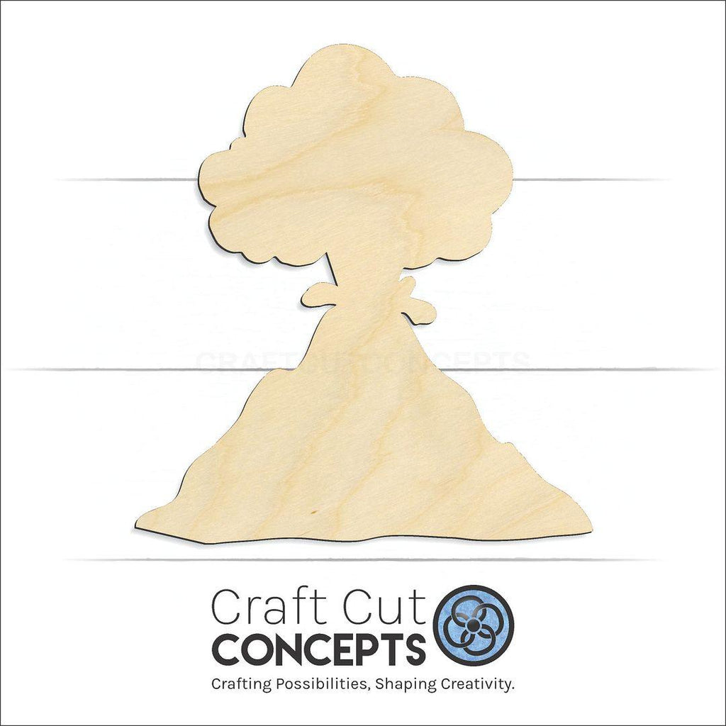 Craft Cut Concepts Logo under a wood Volcano craft shape and blank