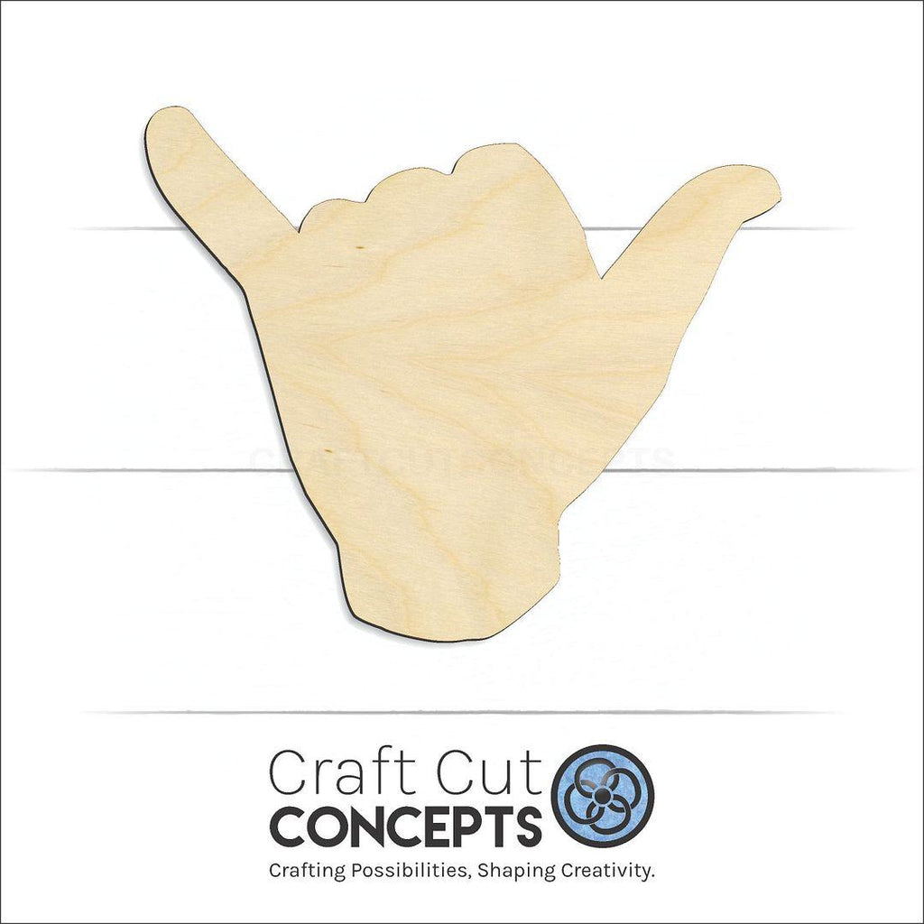 Craft Cut Concepts Logo under a wood Sign Language - Shaka craft shape and blank