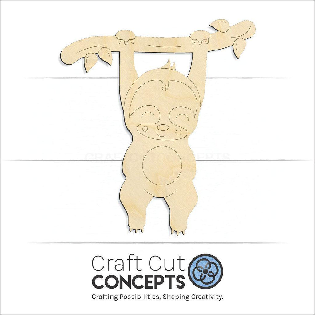 Craft Cut Concepts Logo under a wood PBL-Sloth craft shape and blank