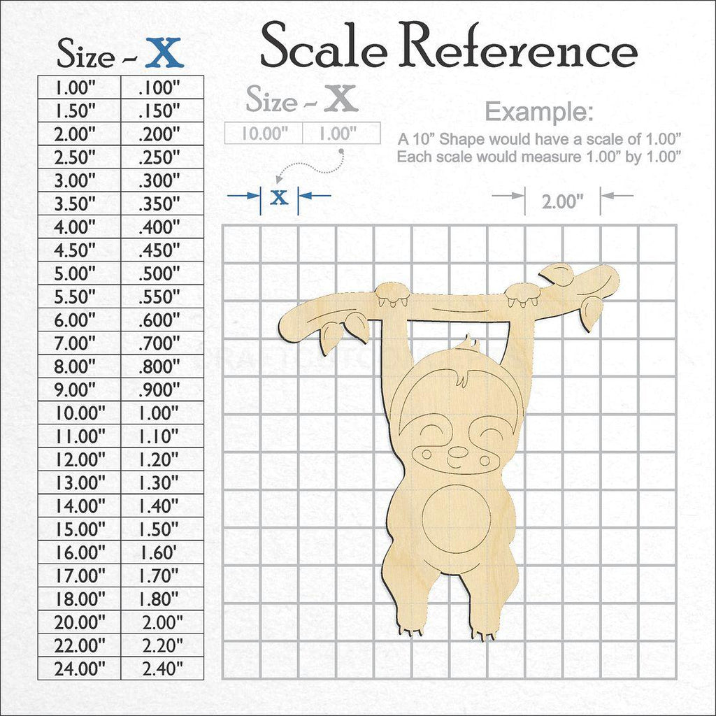 A scale and graph image showing a wood PBL-Sloth craft blank