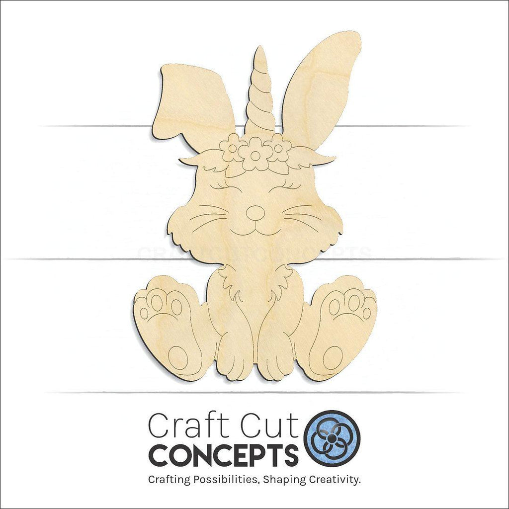 Craft Cut Concepts Logo under a wood PBL-Bunny craft shape and blank