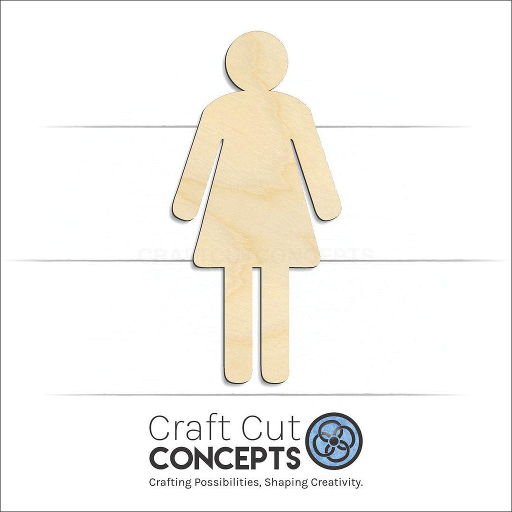 Craft Cut Concepts Logo under a wood Female Bathroom Sign craft shape and blank