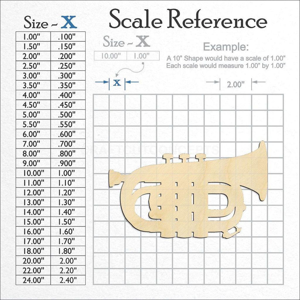 A scale and graph image showing a wood Baritone craft blank