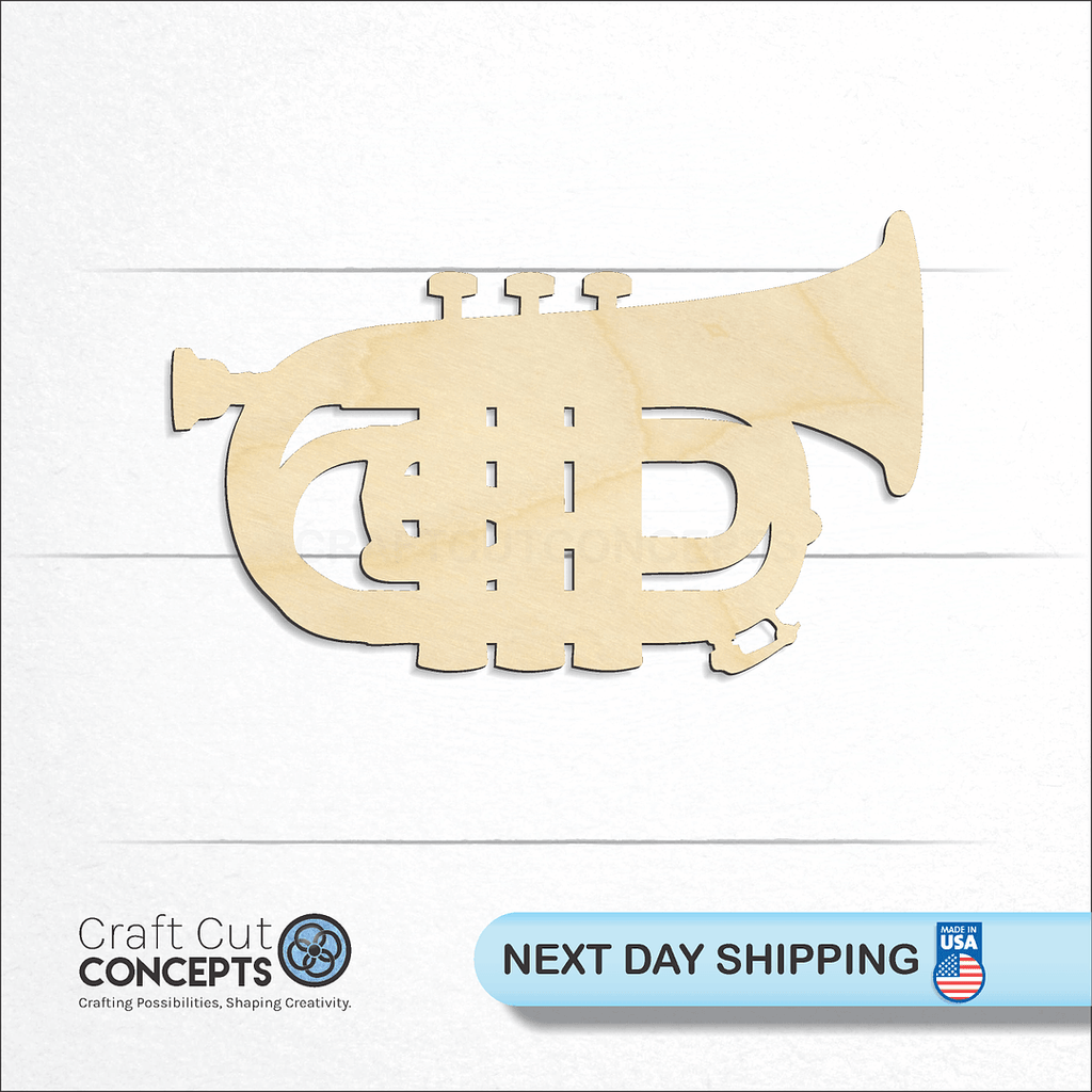 Craft Cut Concepts logo and next day shipping banner with an unfinished wood Baritone craft shape and blank