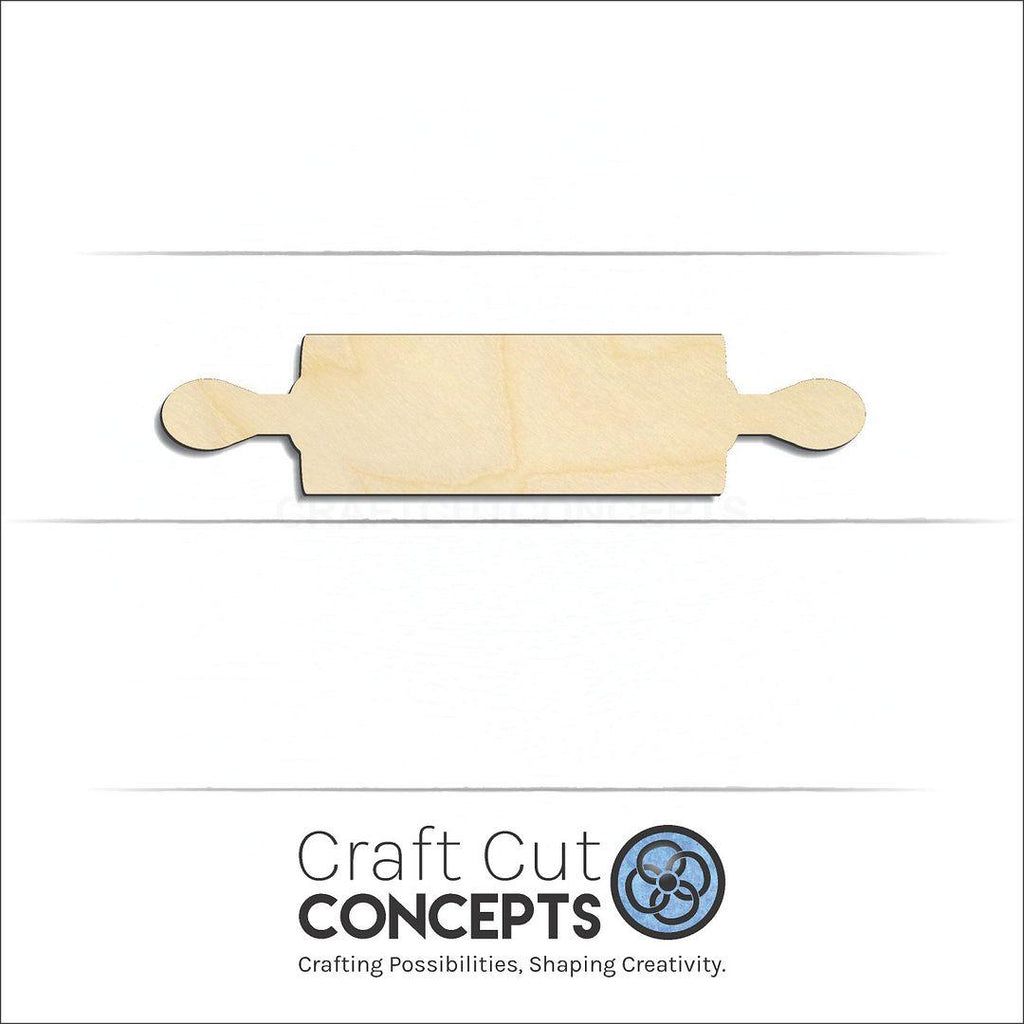 Craft Cut Concepts Logo under a wood Rolling Pin craft shape and blank