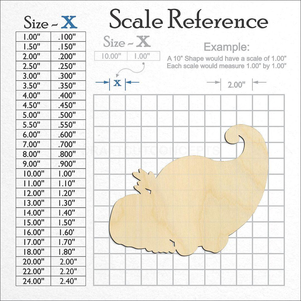 A scale and graph image showing a wood Cornacopia craft blank