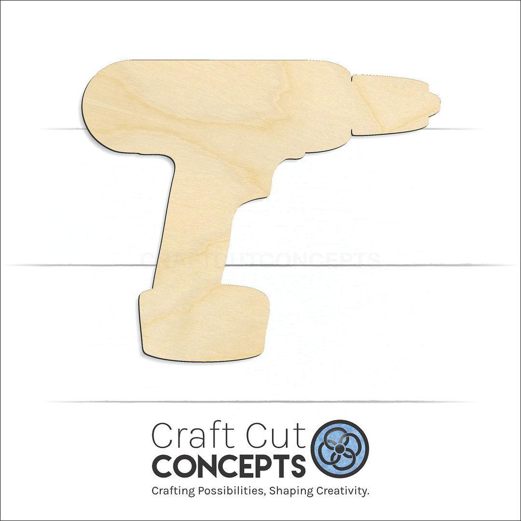 Craft Cut Concepts Logo under a wood Drill craft shape and blank