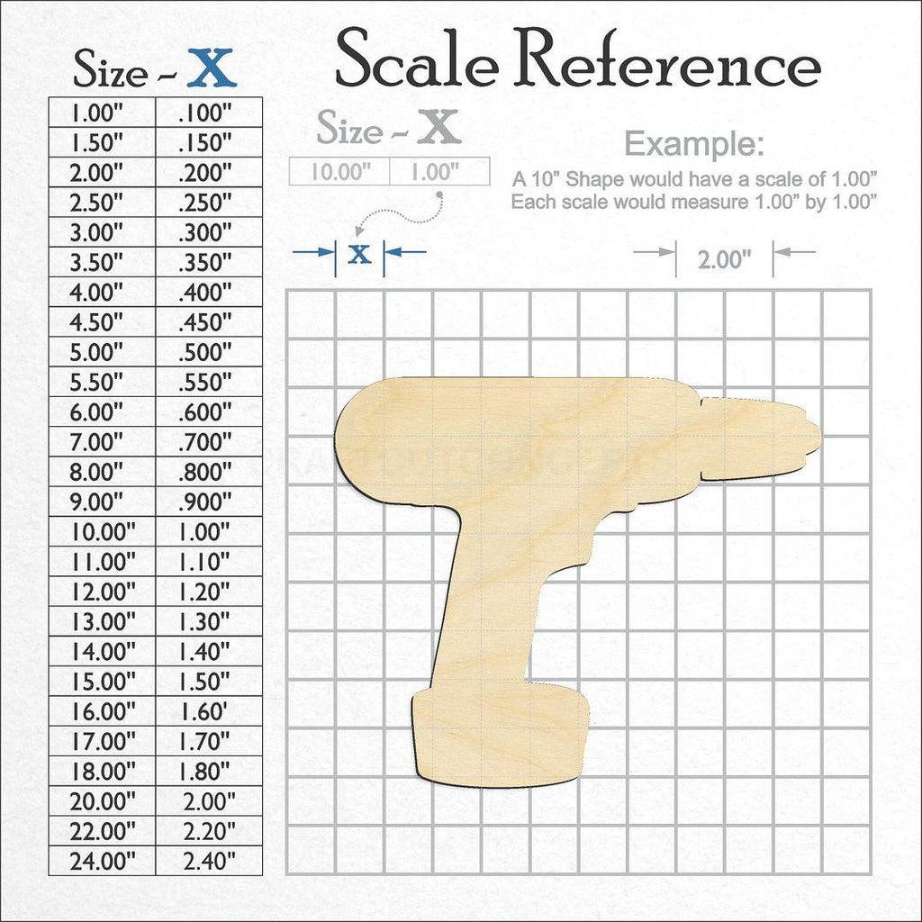 A scale and graph image showing a wood Drill craft blank