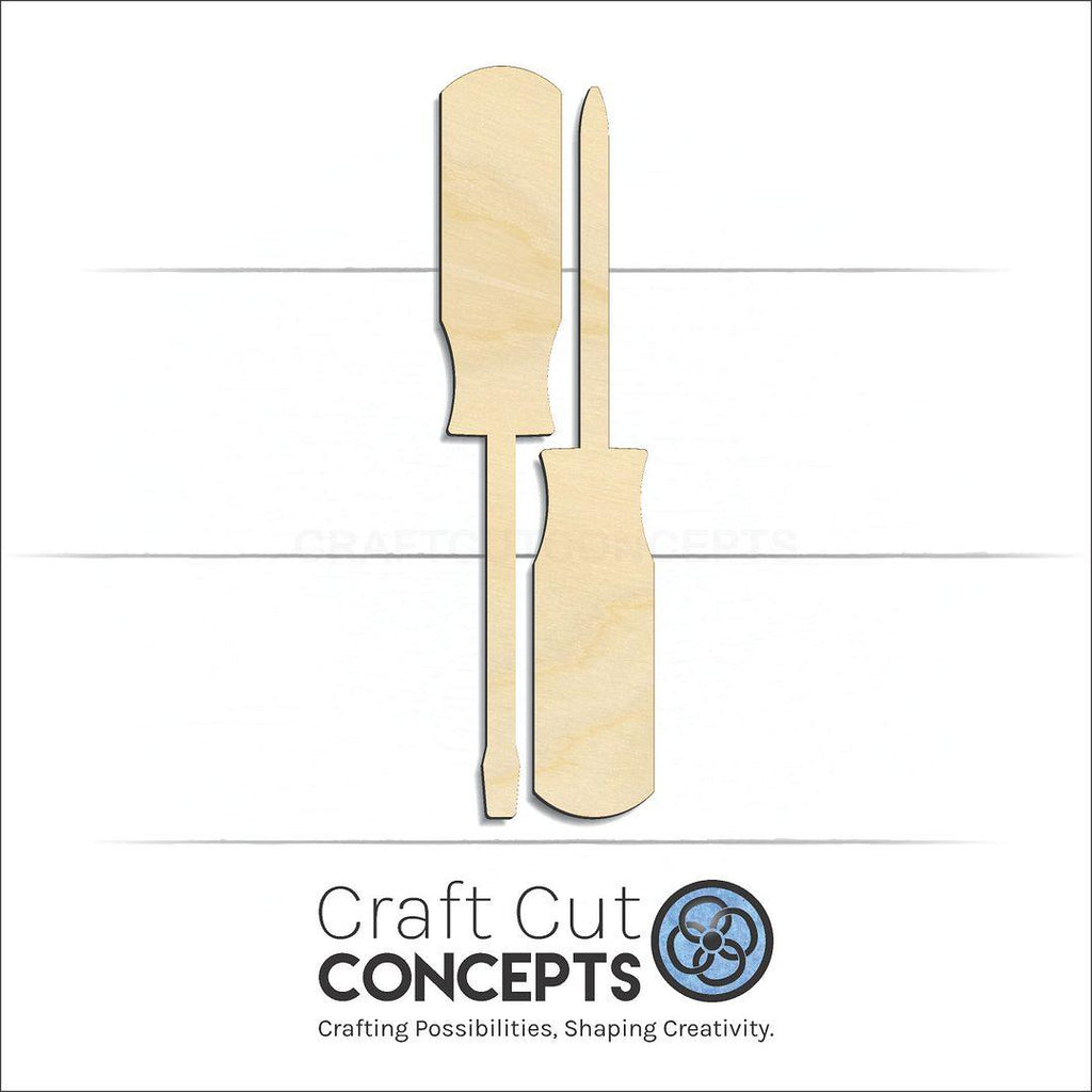 Craft Cut Concepts Logo under a wood Screw Drivers craft shape and blank