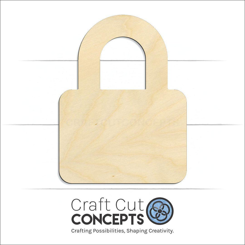 Craft Cut Concepts Logo under a wood Pad Lock craft shape and blank