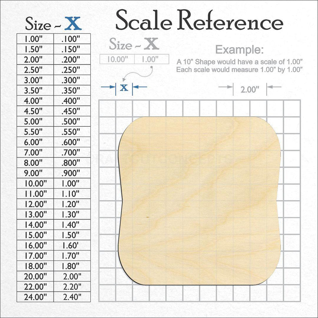 A scale and graph image showing a wood Marshmello craft blank